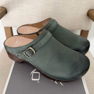 DANSKO Berry Green Leather Clogs
